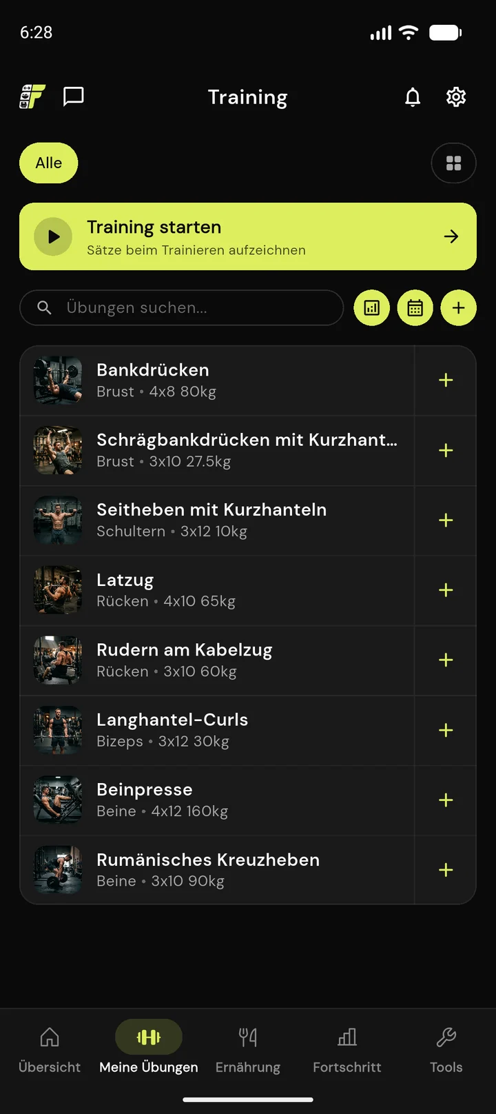 Trainingsübersicht