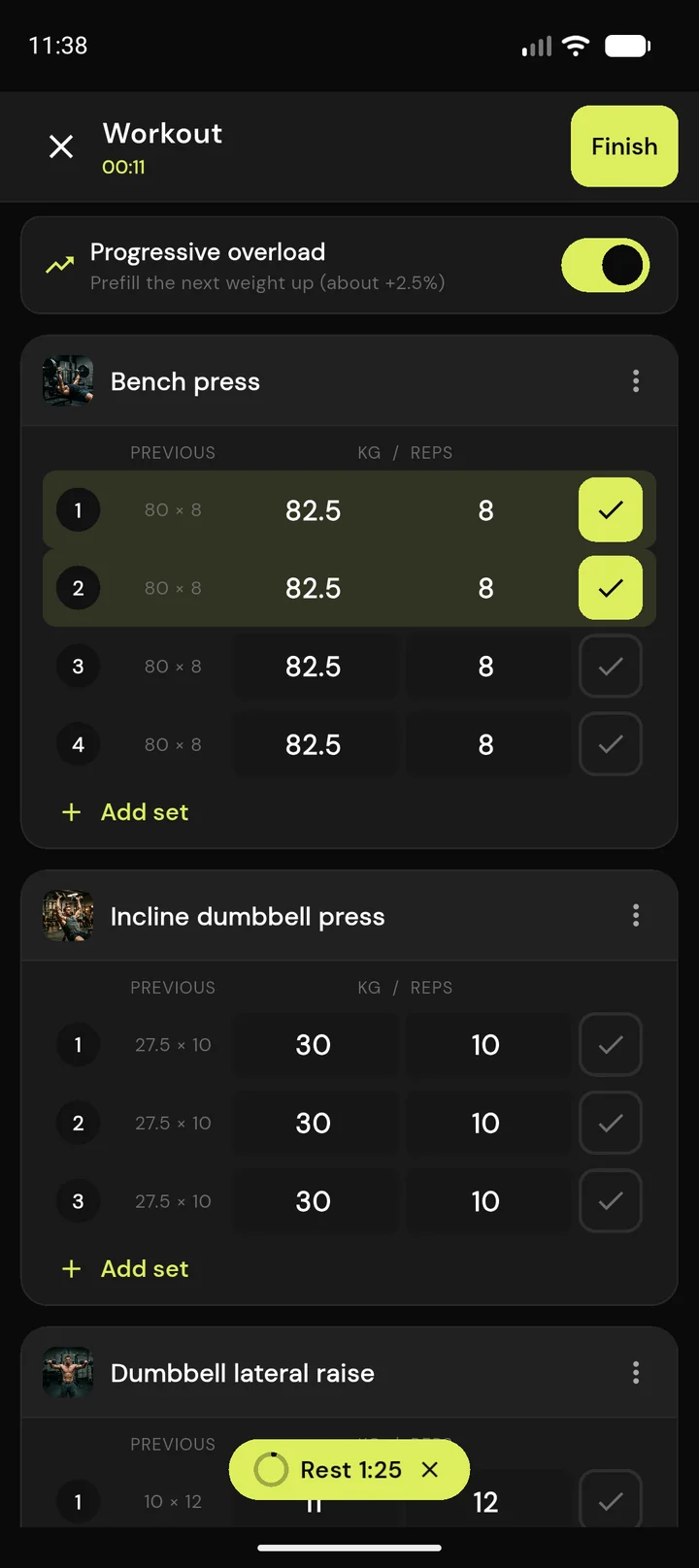 FitProgress quick set logging