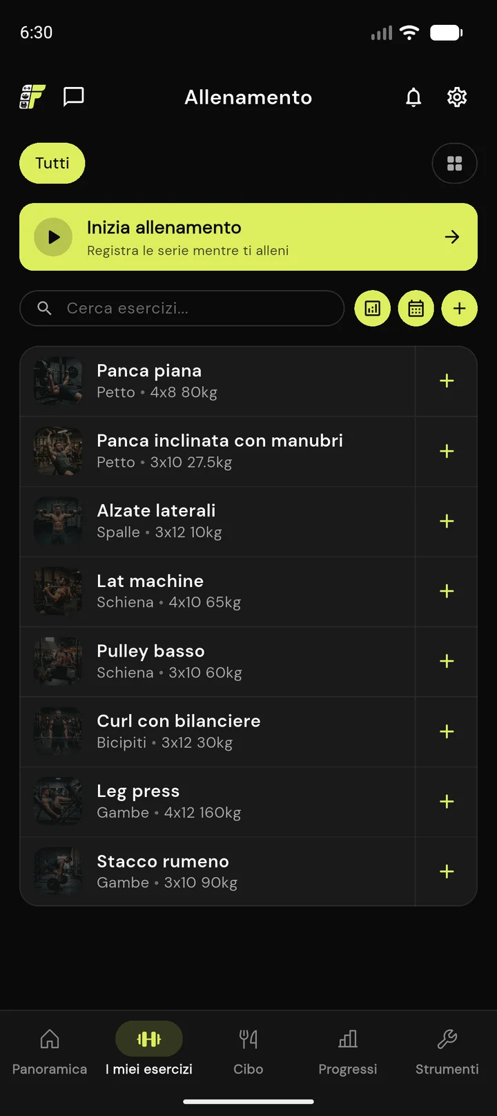 Panoramica allenamento