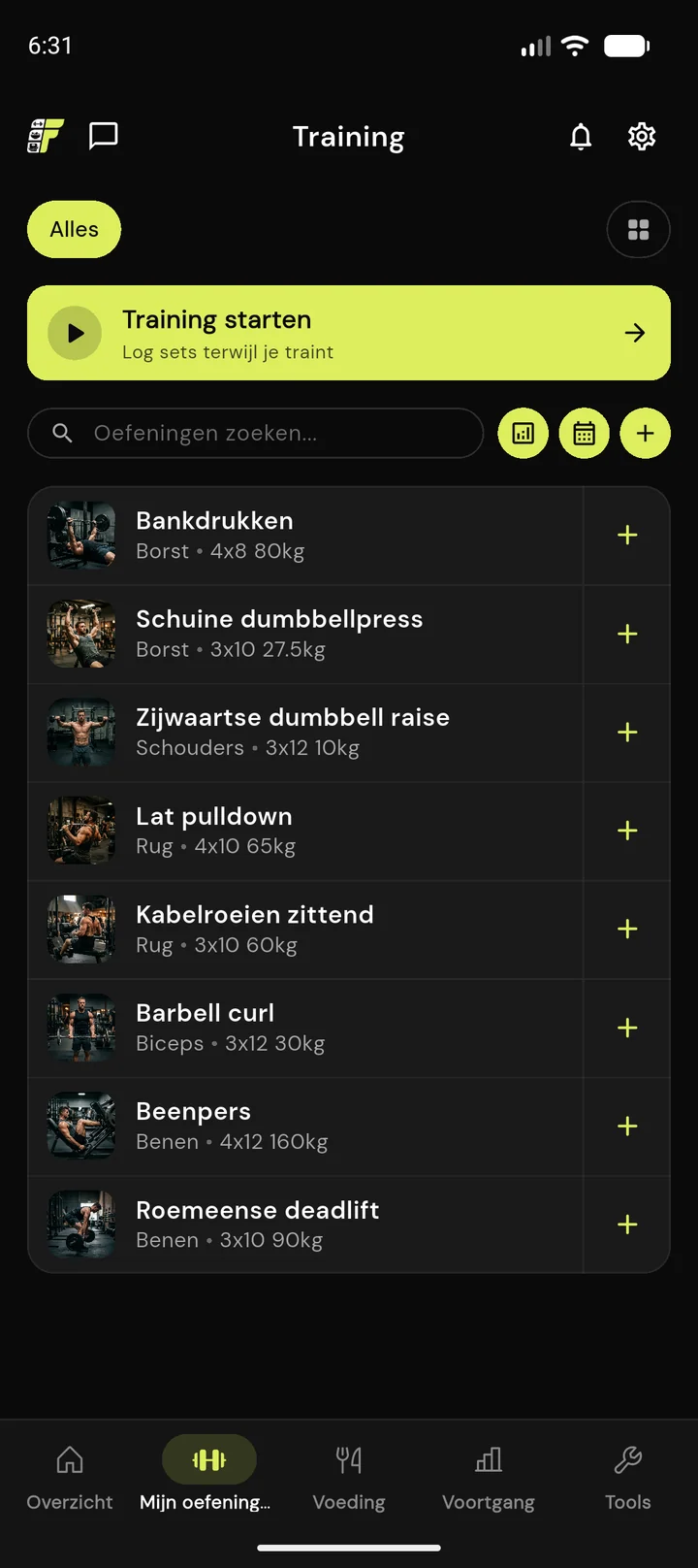 Trainingsoverzicht