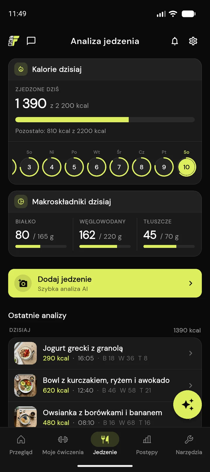 Analiza jedzenia przez AI