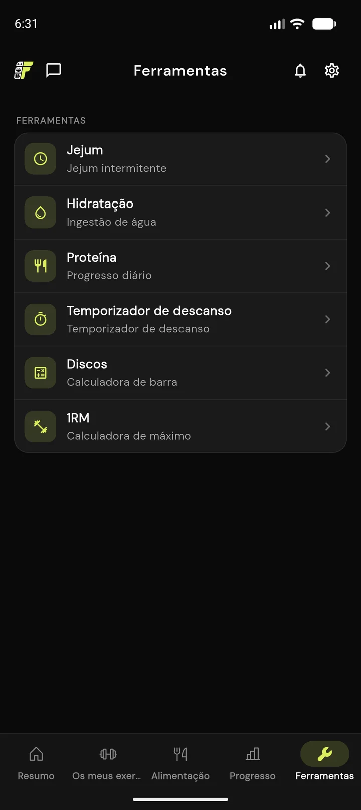 Ferramentas e temporizadores