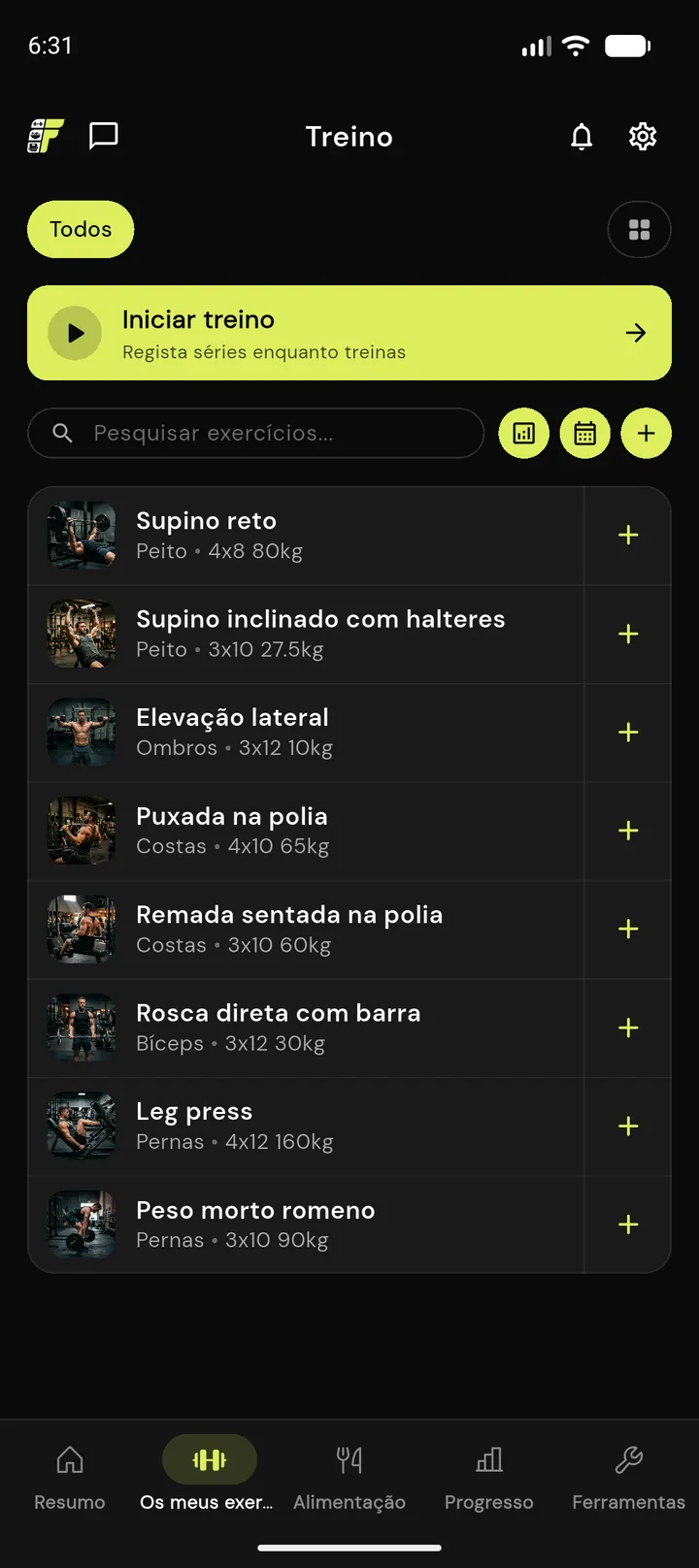 Resumo de treino
